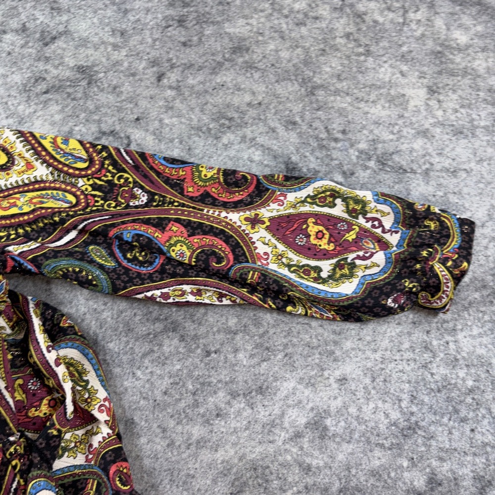 T Tahari Women's Dress Women's 10 Peacock Paisley Button Tiered Cottage Boho New - Picture 13 of 16